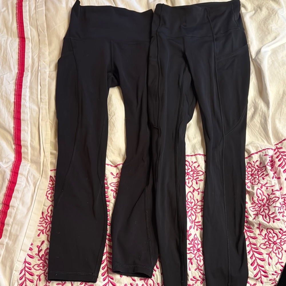 Two pair size 0 Lululemon Athletica Black Leggings